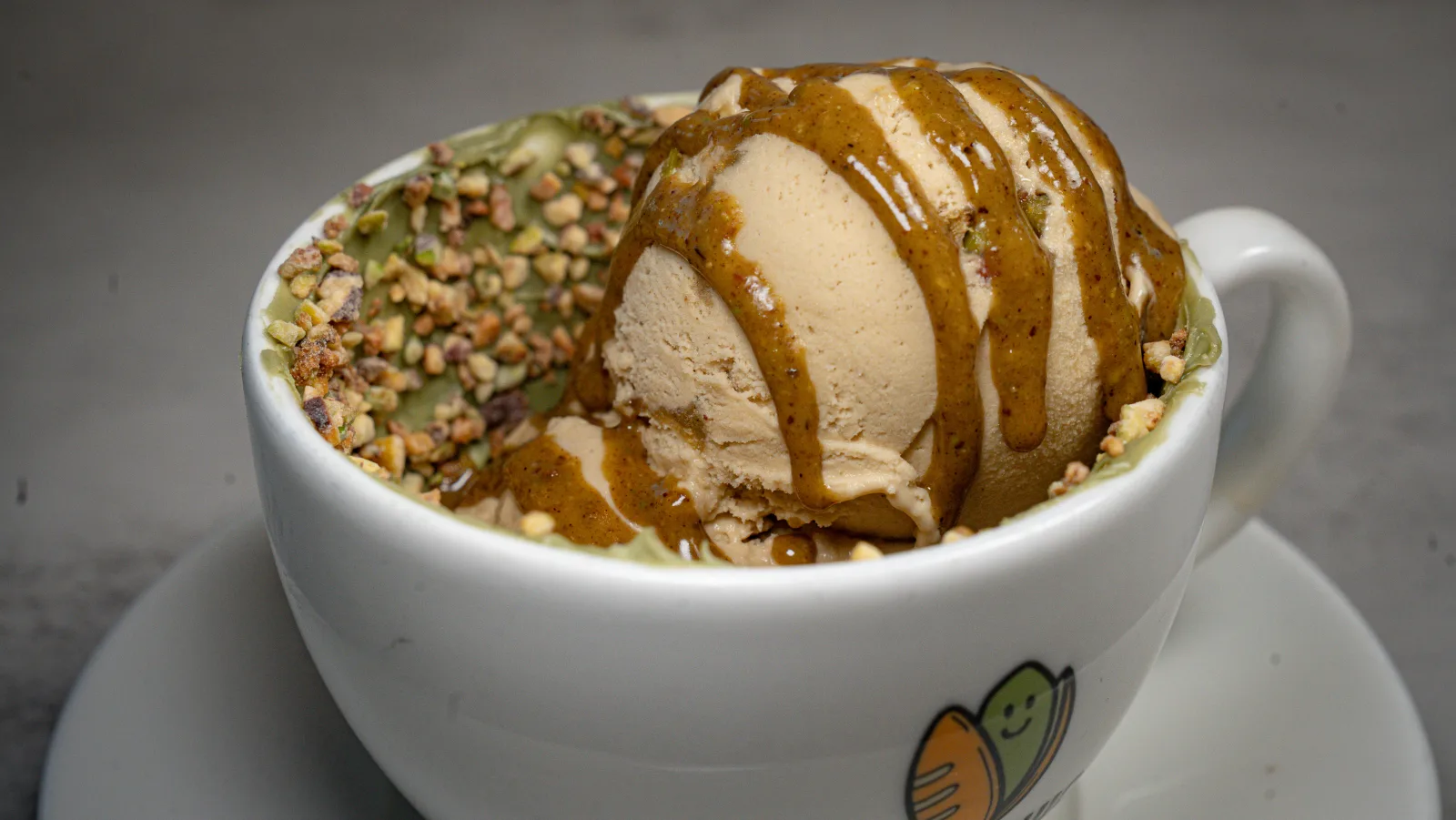 Affogato al Pistacchio — Espresso poured over pistachio gelato, Pistacchio Pane e Caffè, Edgewater Miami